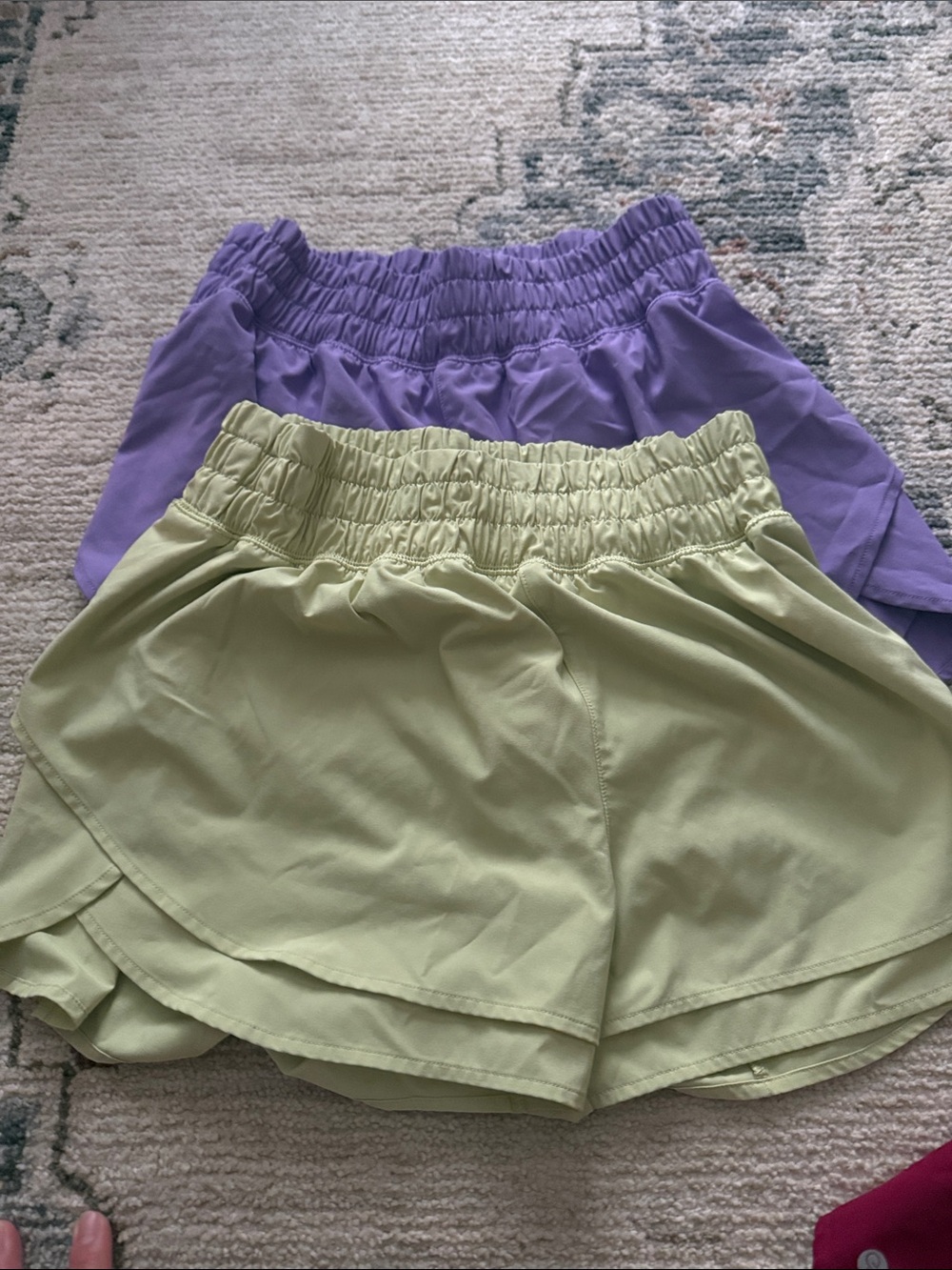 Women’s Elastic Waist Shorts - 3-Pack (Lavender, Light Green, Burgundy) - Picture 2 of 3